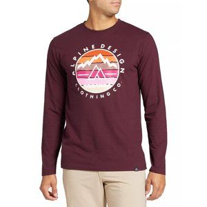 Alpine Design Men's Long Sleeve Graphic T-Shirt Deep Bordeaux Large NEW Mountain